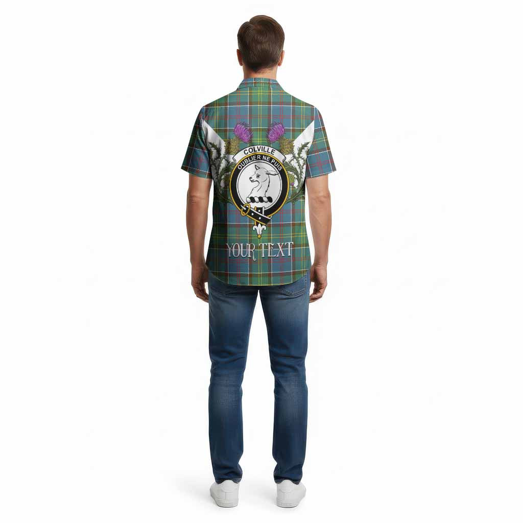 Colville Tartan Family Crest Cotton Hawaiian Shirt Scottish Burns Night Thistle Floral