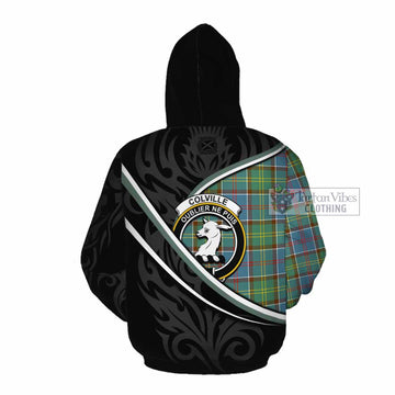 Colville Tartan Family Crest Cotton Hoodie Celtic Scottish Thistle Floral - Tartan Vibes Clothing