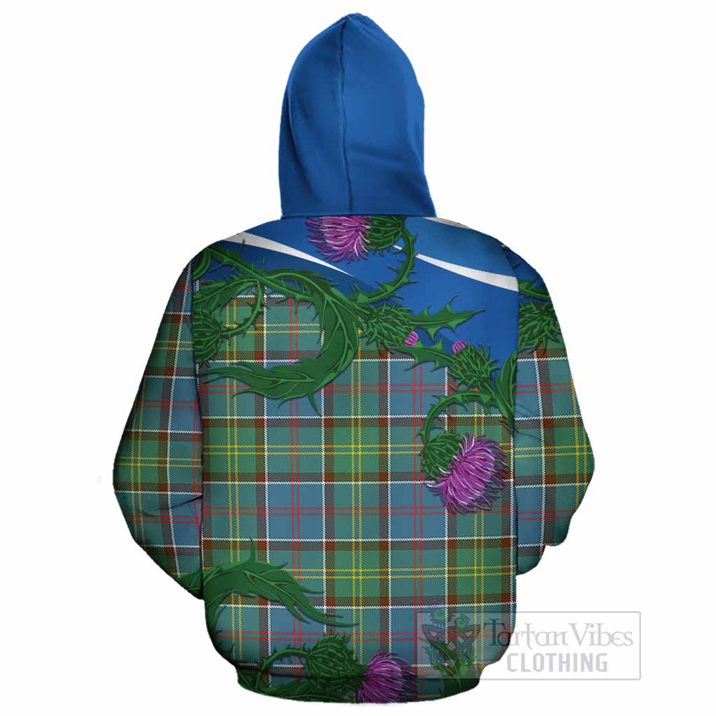 Colville Tartan Family Crest Cotton Hoodie Thistle in Minimalism