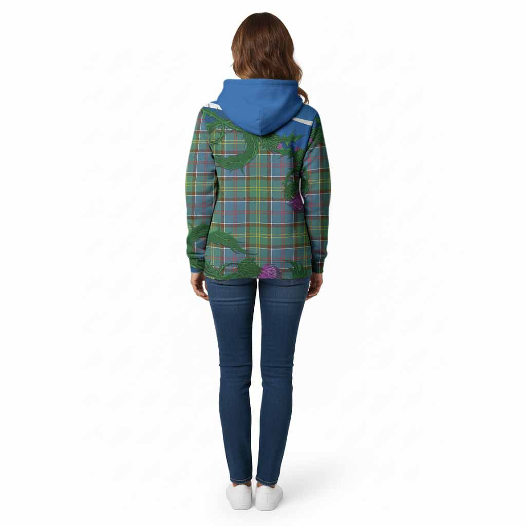 Colville Tartan Family Crest Cotton Hoodie Thistle in Minimalism