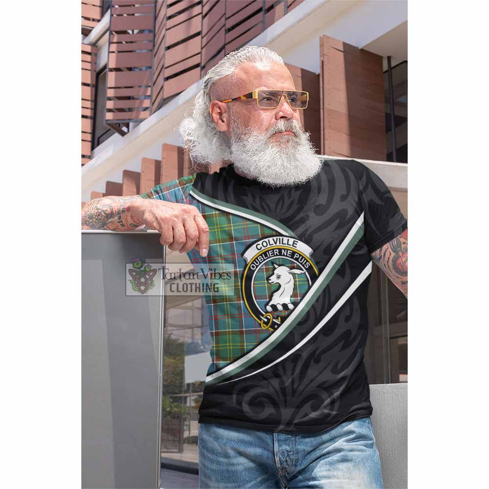 Colville Tartan Family Crest Cotton T-shirt Celtic Scottish Thistle Floral - Tartan Vibes Clothing