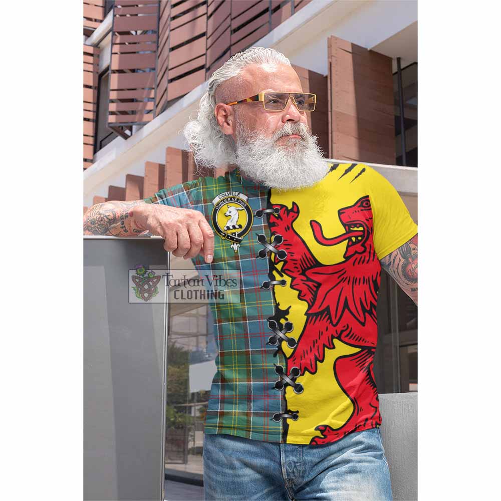 Colville Tartan Family Crest Cotton T-shirt Lion Rampant Honor - Tartan Vibes Clothing