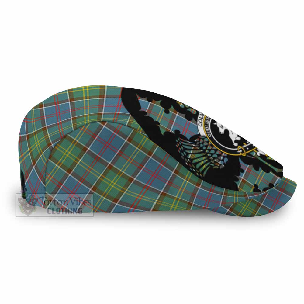 Colville Tartan Family Crest Flat Cap, Jeff Cap Scotland Thistle Floral
