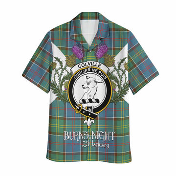 Colville Tartan Family Crest Hawaiian Shirt Scottish Burns Night Thistle Floral