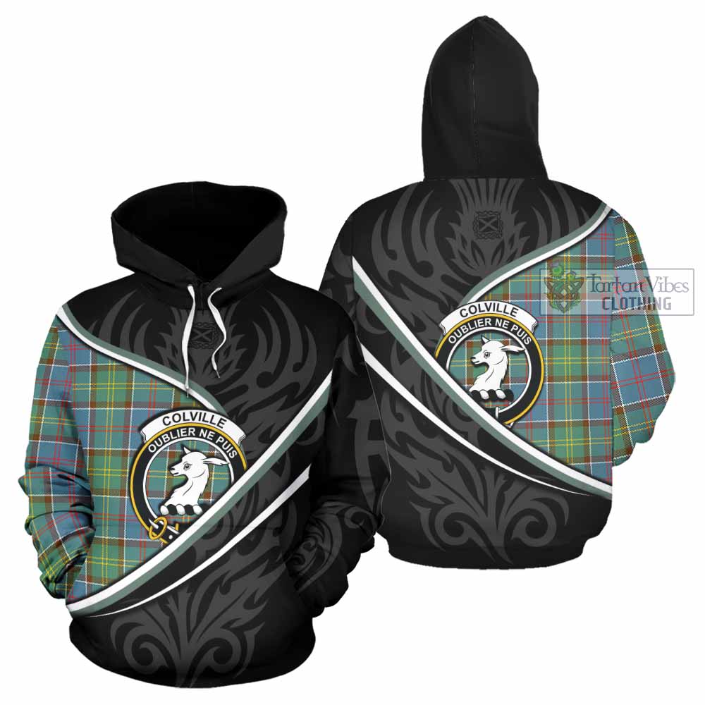 Colville Tartan Family Crest Hoodie Celtic Scottish Thistle Floral - Tartan Vibes Clothing