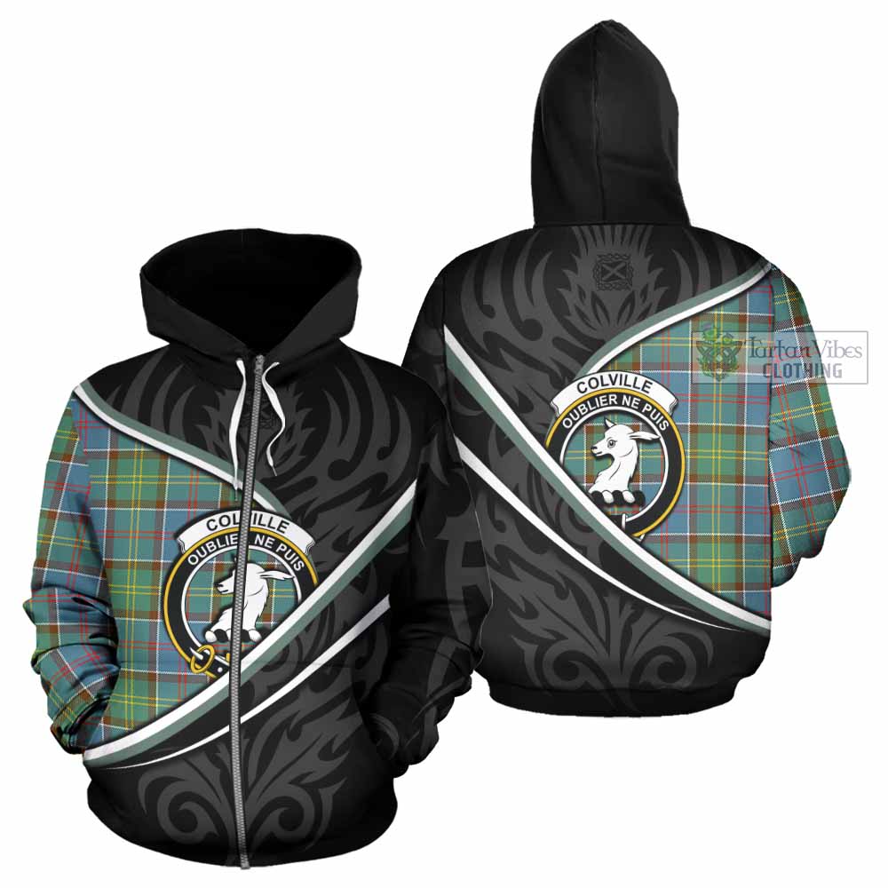 Colville Tartan Family Crest Hoodie Celtic Scottish Thistle Floral - Tartan Vibes Clothing