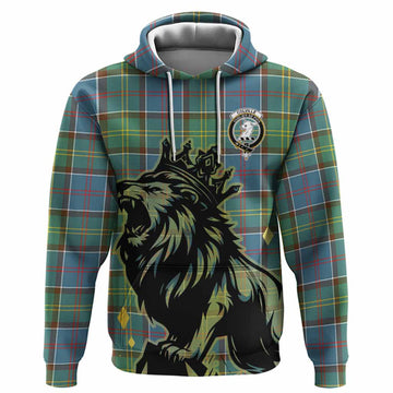 Colville Tartan Family Crest Hoodie Crowned Lion Roaring