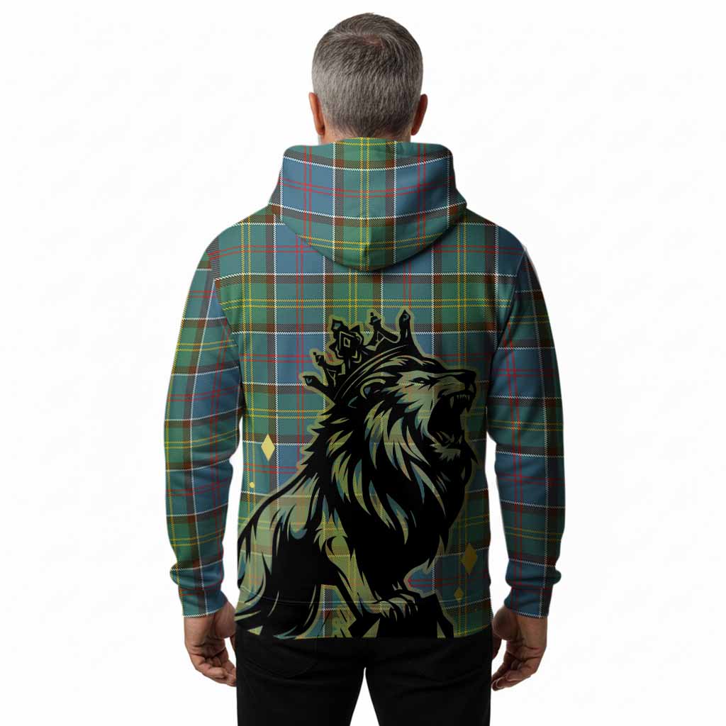 Colville Tartan Family Crest Hoodie Crowned Lion Roaring