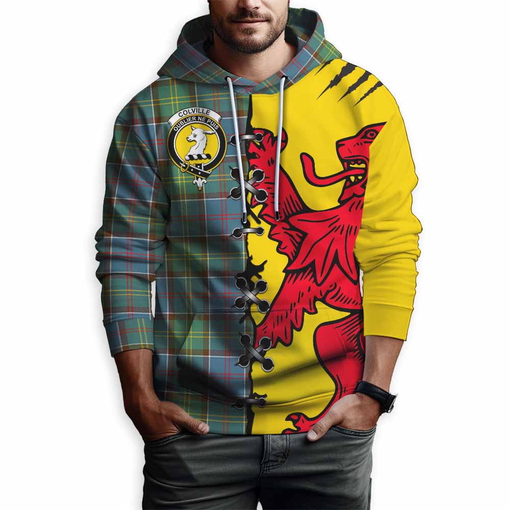 Colville Tartan Family Crest Hoodie Lion Rampant Honor - Tartan Vibes Clothing