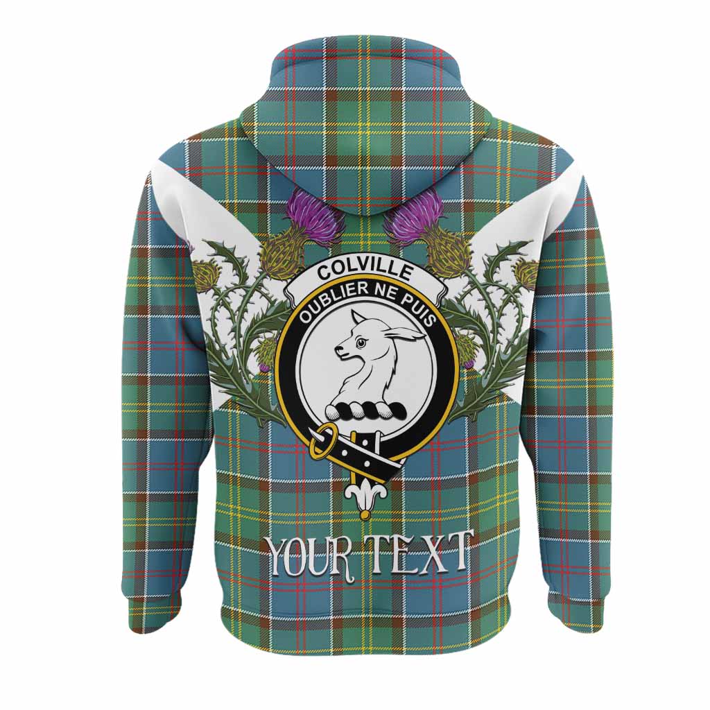 Colville Tartan Family Crest Hoodie Scottish Burns Night Thistle Floral