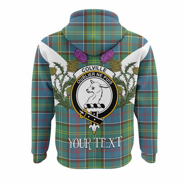 Colville Tartan Family Crest Hoodie Scottish Burns Night Thistle Floral