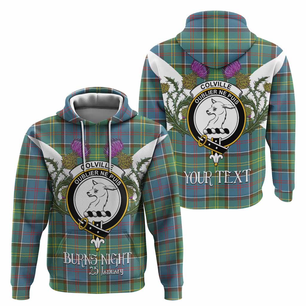 Colville Tartan Family Crest Hoodie Scottish Burns Night Thistle Floral
