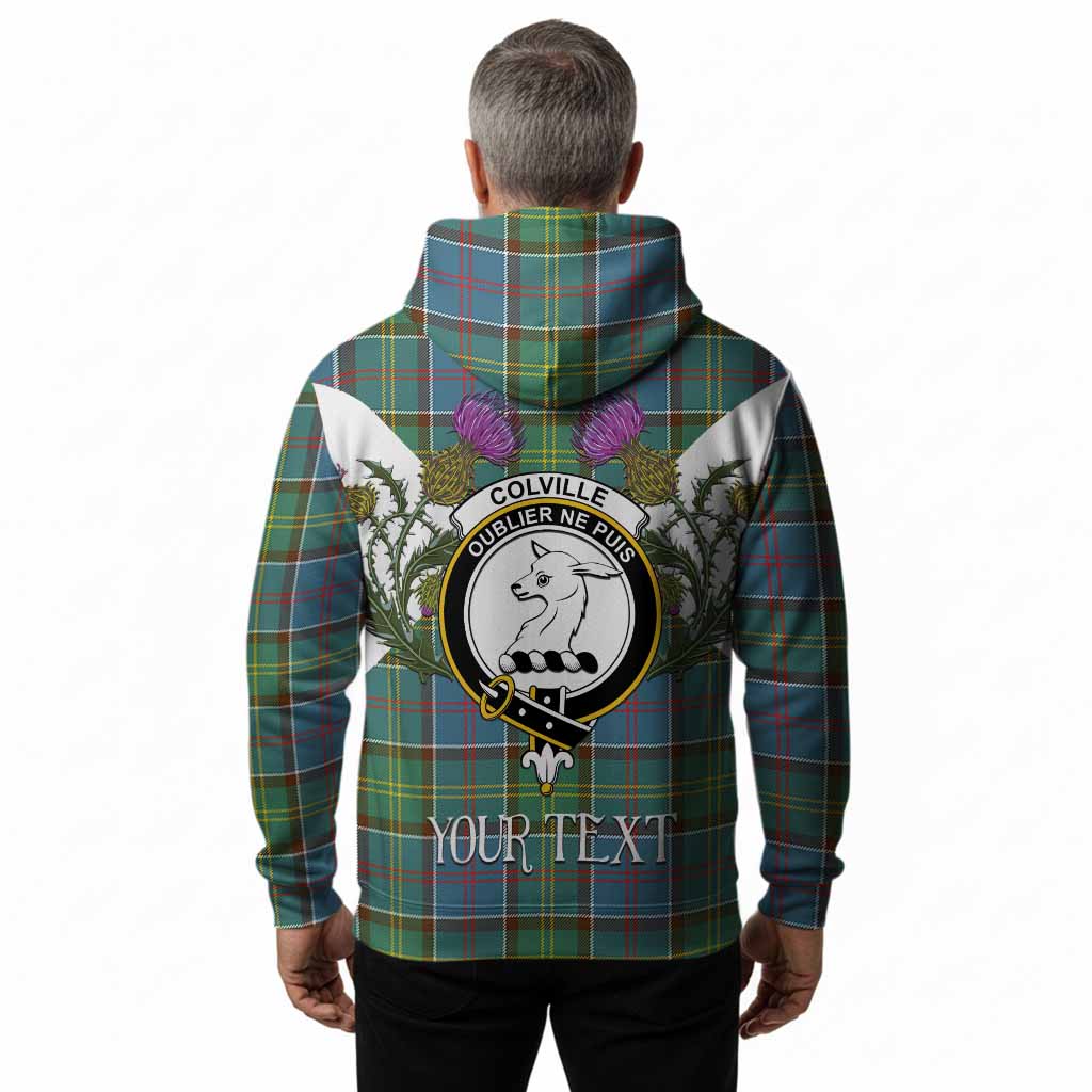 Colville Tartan Family Crest Hoodie Scottish Burns Night Thistle Floral