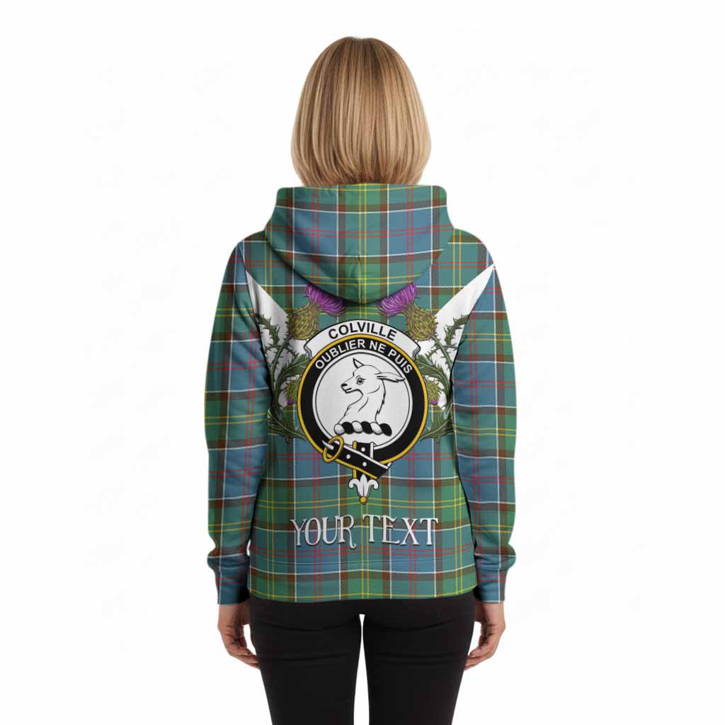 Colville Tartan Family Crest Hoodie Scottish Burns Night Thistle Floral