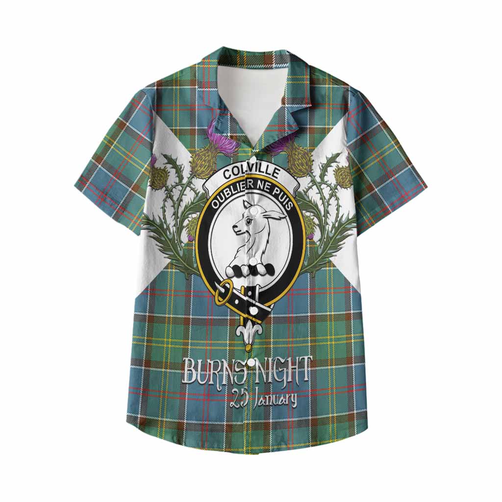 Colville Tartan Family Crest Kid Hawaiian Shirt Scottish Burns Night Thistle Floral