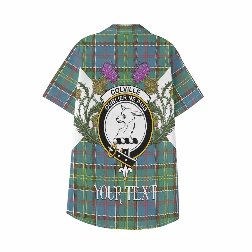 Colville Tartan Family Crest Kid Hawaiian Shirt Scottish Burns Night Thistle Floral