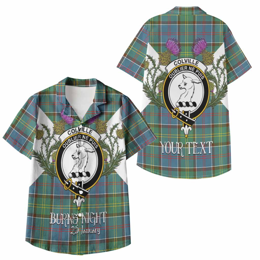 Colville Tartan Family Crest Kid Hawaiian Shirt Scottish Burns Night Thistle Floral