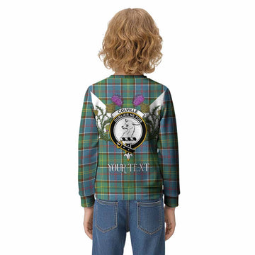 Colville Tartan Family Crest Kid Knitted Sweatshirt Scottish Burns Night Thistle Floral