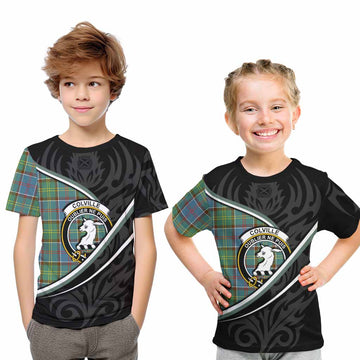 Colville Tartan Family Crest Kid T-shirt Celtic Scottish Thistle Floral