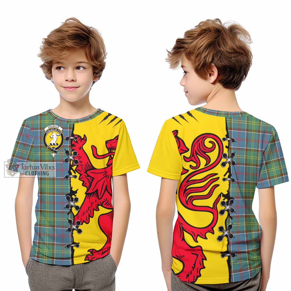 Colville Tartan Family Crest Kid T-shirt Lion Rampant Honor - Tartan Vibes Clothing