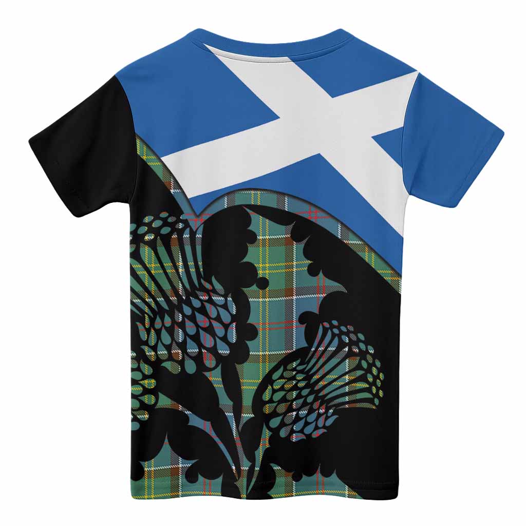 Colville Tartan Family Crest Kid T-shirt Scotland Thistle Floral Flag Style