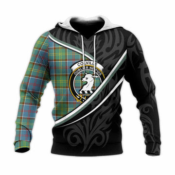Colville Tartan Family Crest Knitted Hoodie Celtic Scottish Thistle Floral