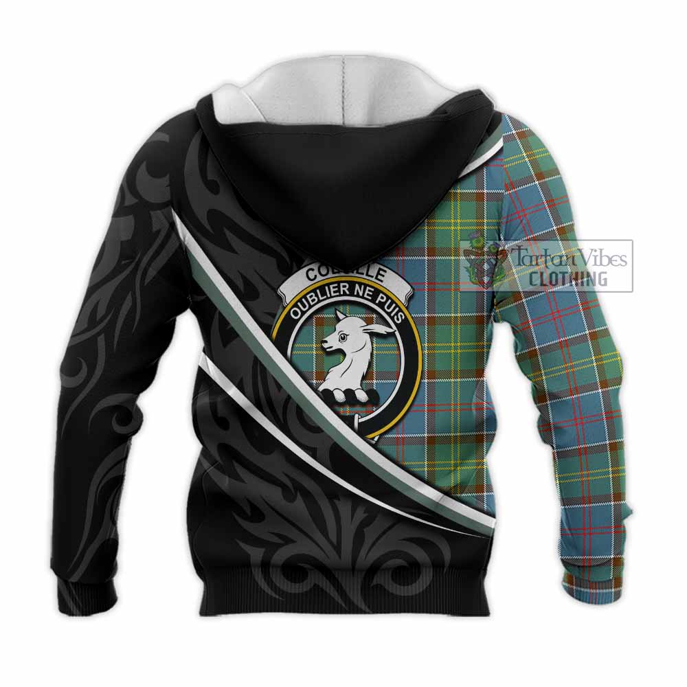 Colville Tartan Family Crest Knitted Hoodie Celtic Scottish Thistle Floral - Tartan Vibes Clothing