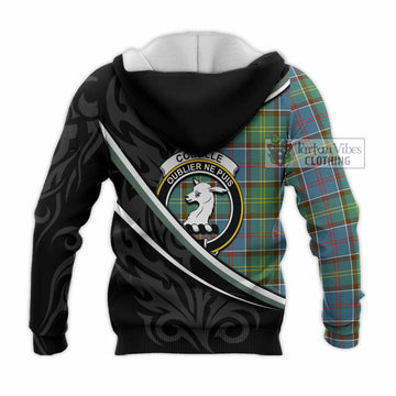 Colville Tartan Family Crest Knitted Hoodie Celtic Scottish Thistle Floral