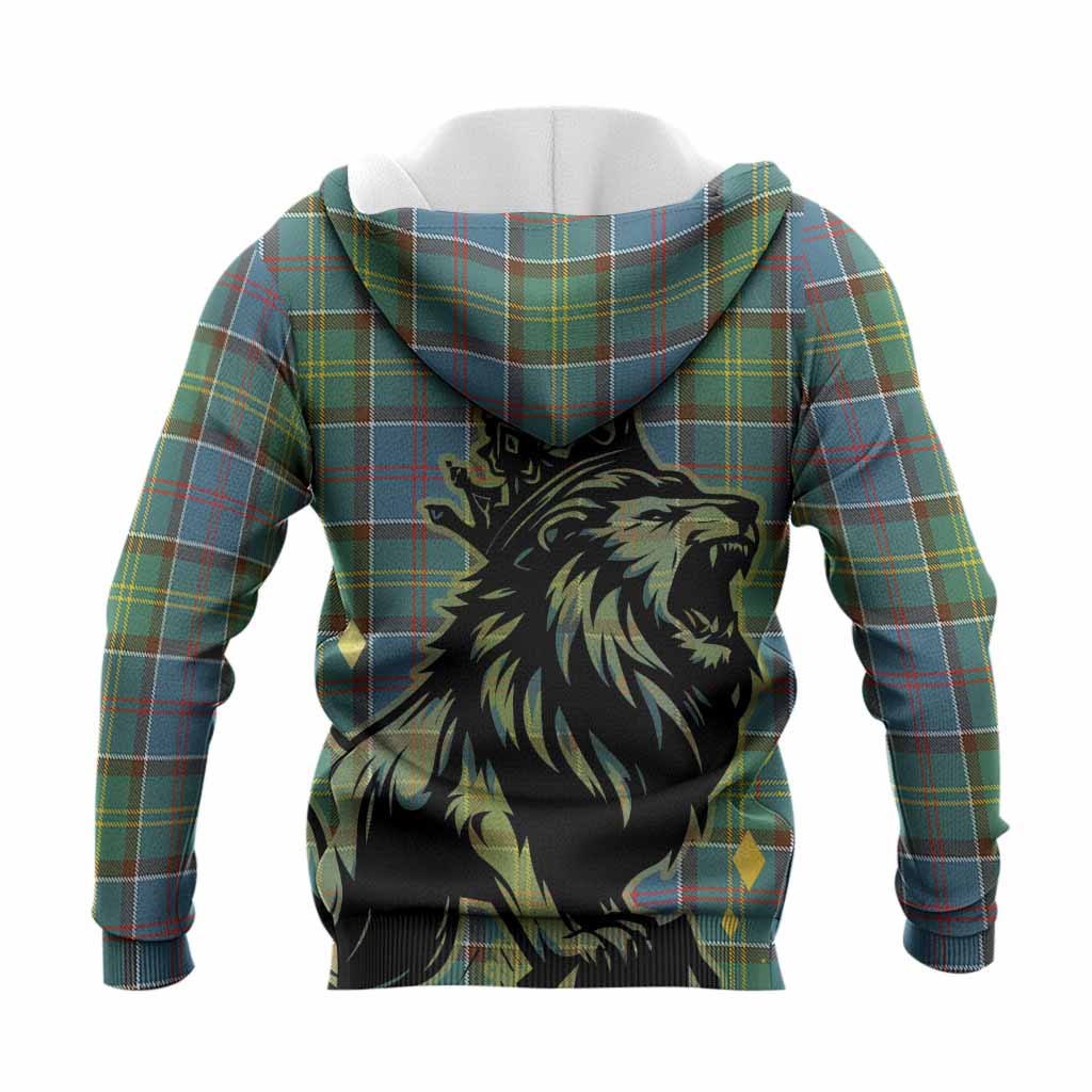 Colville Tartan Family Crest Knitted Hoodie Crowned Lion Roaring