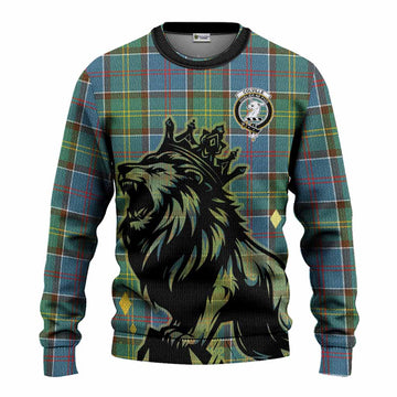 Colville Tartan Family Crest Knitted Sweater Crowned Lion Roaring