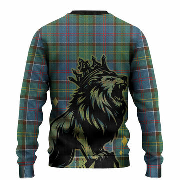 Colville Tartan Family Crest Knitted Sweater Crowned Lion Roaring