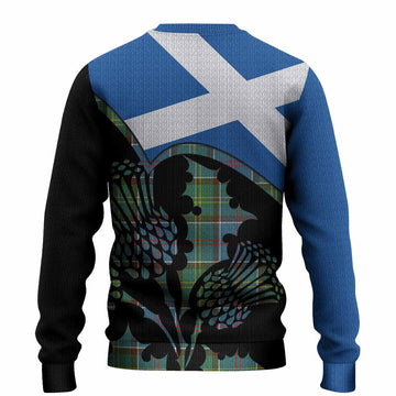 Colville Tartan Family Crest Knitted Sweater Scotland Thistle Floral Flag Style