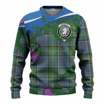 Colville Tartan Family Crest Knitted Sweater Thistle in Minimalism