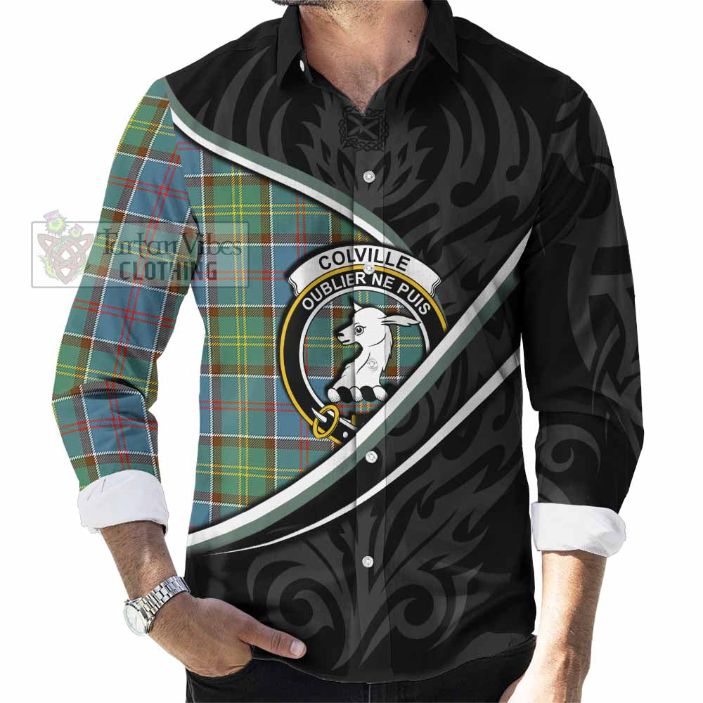 Colville Tartan Family Crest Long Sleeve Button Shirts Celtic Scottish Thistle Floral - Tartan Vibes Clothing