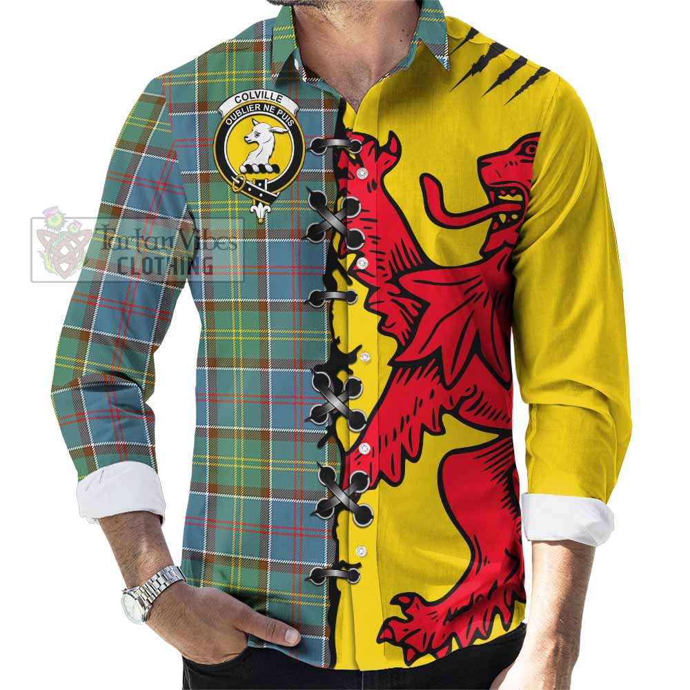 Colville Tartan Family Crest Long Sleeve Button Shirts Lion Rampant Honor - Tartan Vibes Clothing