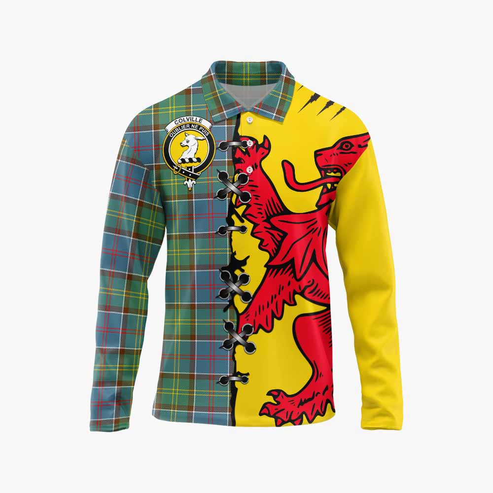Colville Tartan Family Crest Long Sleeve Polo Shirt Lion Rampant Honor - Tartan Vibes Clothing