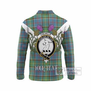 Colville Tartan Family Crest Long Sleeve Polo Shirt Scottish Burns Night Thistle Floral