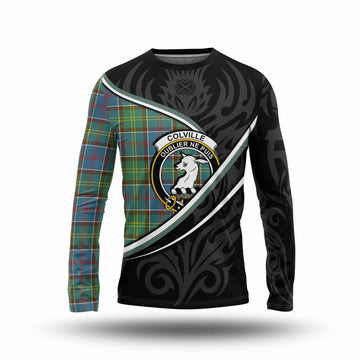 Colville Tartan Family Crest Long Sleeve T-Shirt Celtic Scottish Thistle Floral - Tartan Vibes Clothing