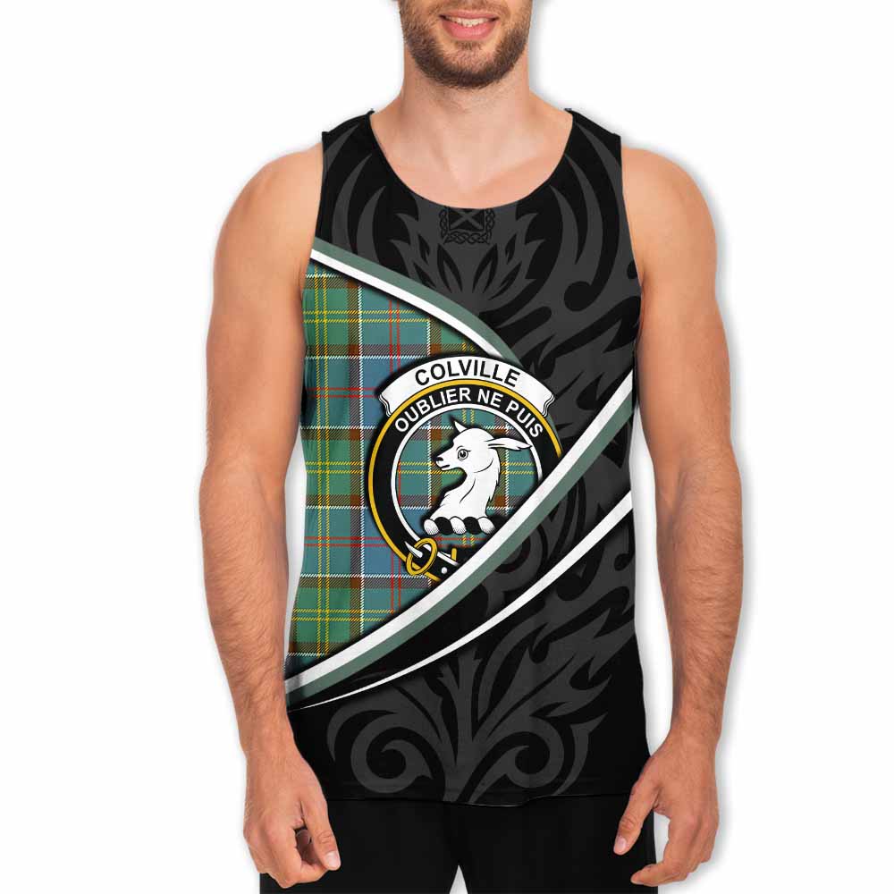 Colville Tartan Family Crest Men Tank Top Celtic Scottish Thistle Floral - Tartan Vibes Clothing
