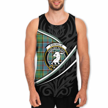 Colville Tartan Family Crest Men Tank Top Celtic Scottish Thistle Floral
