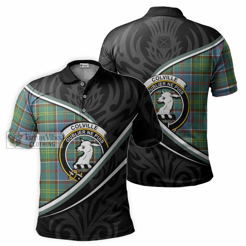 Colville Tartan Family Crest Polo Shirt Celtic Scottish Thistle Floral - Tartan Vibes Clothing