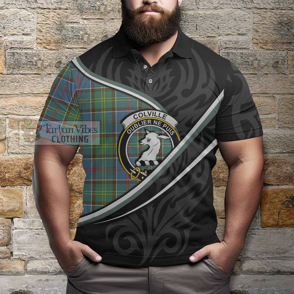 Colville Tartan Family Crest Polo Shirt Celtic Scottish Thistle Floral - Tartan Vibes Clothing