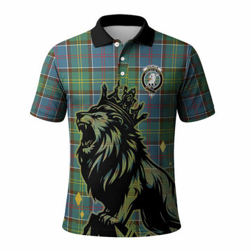 Colville Tartan Family Crest Polo Shirt Crowned Lion Roaring