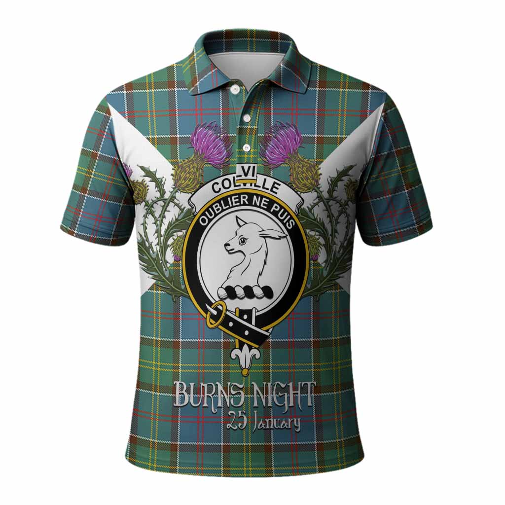 Colville Tartan Family Crest Polo Shirt Scottish Burns Night Thistle Floral
