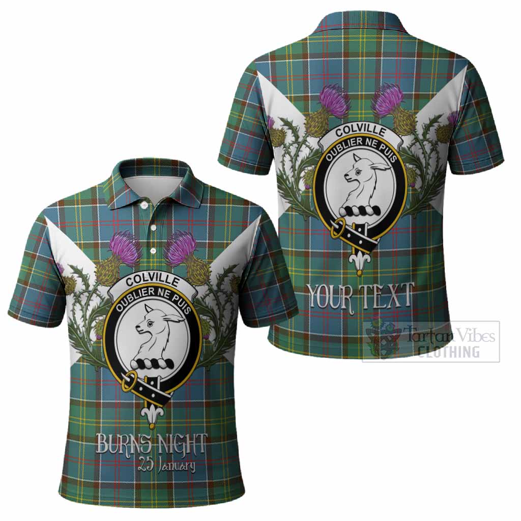 Colville Tartan Family Crest Polo Shirt Scottish Burns Night Thistle Floral