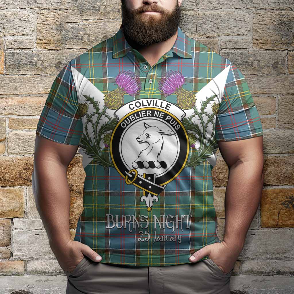 Colville Tartan Family Crest Polo Shirt Scottish Burns Night Thistle Floral