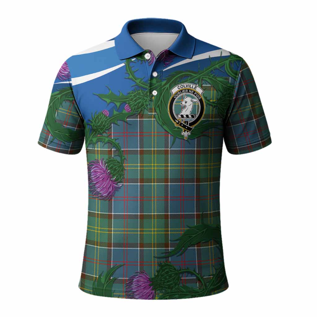 Colville Tartan Family Crest Polo Shirt Thistle in Minimalism