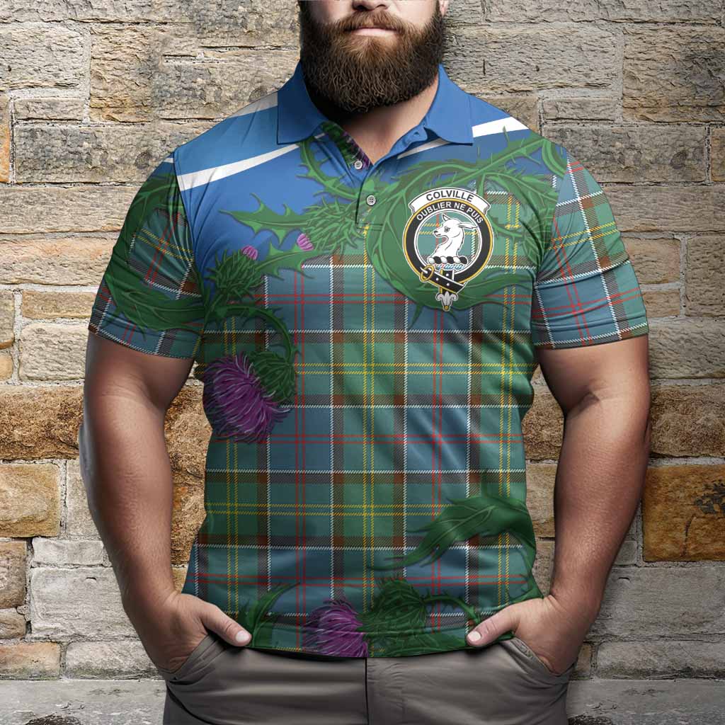 Colville Tartan Family Crest Polo Shirt Thistle in Minimalism