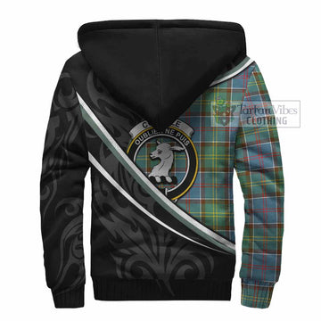 Colville Tartan Family Crest Sherpa Hoodie Celtic Scottish Thistle Floral