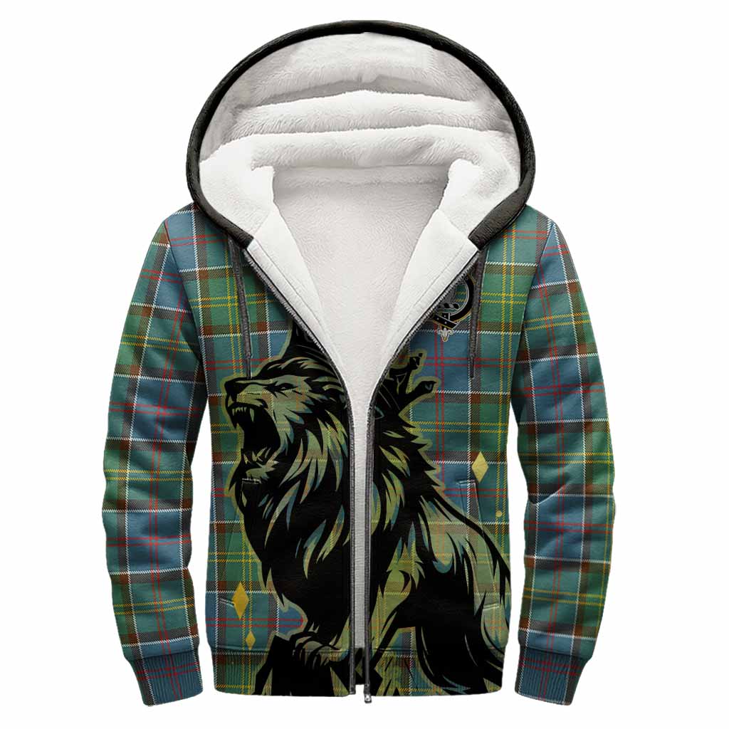 Colville Tartan Family Crest Sherpa Hoodie Crowned Lion Roaring